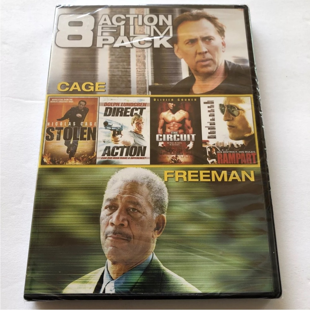 8 Action Pack Film Cage, Freeman,Stallone & Cusack DVD Movies